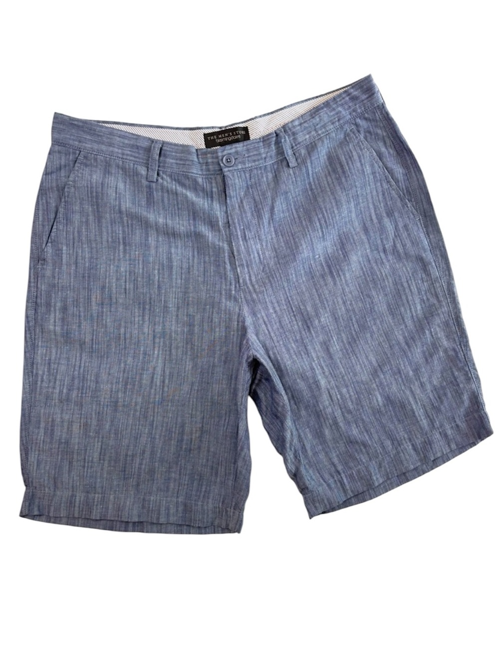 The Men’s Store Bloomingdale's Blue Textured Linen/Cotton Blend Shorts Size 34